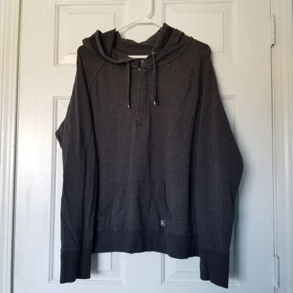 Calvin Klein Women's Hoodie XXL Pullover Dark Gray Pockets Logo - Picture 1 of 6